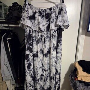 Boho Tie-Dye Off-Shoulder Dress – Size 7XL